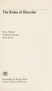 Cover of The rules of disorder by Peter E. Marsh