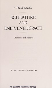 Cover of Sculpture and enlivened space by F. David Martin