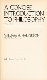 Cover of A concise introduction to philosophy by William H. Halverson