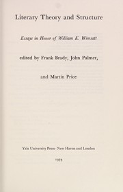 Front cover of Literary Theory and Structure by Frank Brady