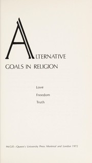 Front cover of Alternative goals in religion by George Bosworth Burch