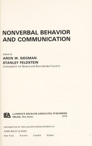 Cover of Nonverbal behavior and communication by Aron Wolfe Siegman