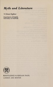 Front cover of Myth and literature by William Righter
