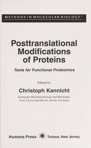 Front cover of Posttranslational modifications of proteins by Christoph Kannicht