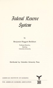 Cover of Federal Reserve System by Benjamin Haggott Beckhart