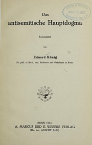 Front cover of Das antisemitische Hauptdogma by Eduard König