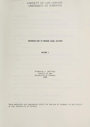 Front cover of Introduction to modern legal history by Phillips, Jim