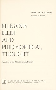 Cover of Religious belief and philosophical thought by William P. Alston