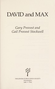 Cover of David and Max by Gary Provost