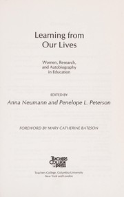 Cover of Learning from our lives by Anna Neumann