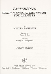 Front cover of Patterson's German-English dictionary for chemists by Austin M. Patterson