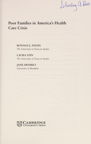 Cover of Poor families in America's health care crisis by Ronald Angel
