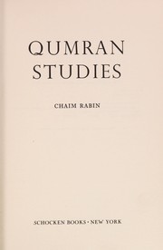 Cover of Qumran studies by Chaim Rabin