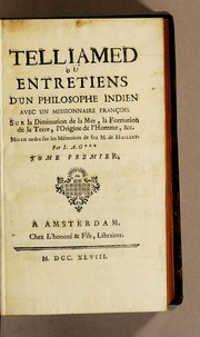 Front cover of Telliamed ou entretiens d'un philosophe indien avec un missionnaire françois sur la diminution de la mer, la formation de la terre, l'origine de l'homme, &c by Maillet M. de