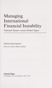 Cover of Managing international financial instability by Fabrizio Saccomanni