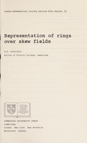 Front cover of Representations of rings over skew fields by A.H. Schofield