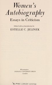 Front cover of Women's autobiography by Estelle C. Jelinek