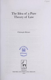 Front cover of The idea of a pure theory of law by Christoph Kletzer
