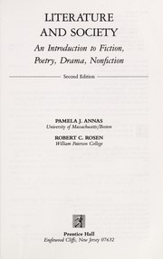 Cover of Literature and society by Pamela J. Annas