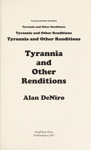 Front cover of Tyrannia and other renditions by Alan DeNiro