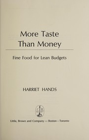 Front cover of More taste than money by Harriet Hands