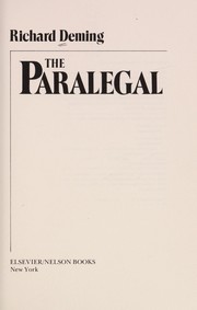 Cover of The paralegal by Richard Deming