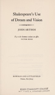 Front cover of Shakespeare's use of dream and vision by John Arthos