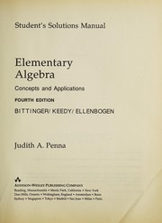 Front cover of Students Solutions Manual to Elementary Algebra by Judith A. Beecher
