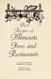 Front cover of Best recipes of Minnesota inns and restaurants by Margaret E. Guthrie