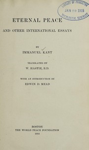 Front cover of Eternal peace, and other international essays by Immanuel Kant