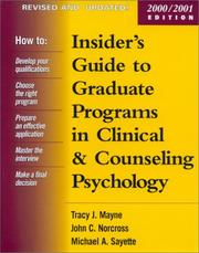 Cover of Insider's guide to graduate programs in clinical and counseling psychology by Tracy J. Mayne