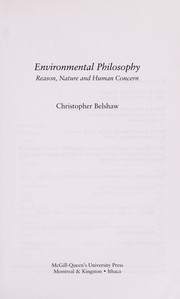 Cover of Environmental philosophy by Christopher Belshaw