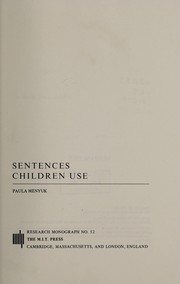 Front cover of Sentences Children Use (M.I.T. Press Research Monographs) by Paula Menyuk