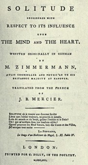 Front cover of Über die Einsamkeit by Johann Georg Zimmermann