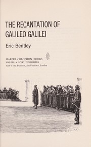 Front cover of The recantation of Galileo Galilei by Eric Bentley