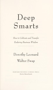 Cover of Deep smarts by Dorothy Leonard-Barton