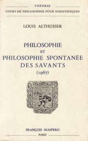 Front cover of Philosophie et philosophie spontanée des savants (1967) by Louis Althusser