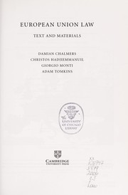 Front cover of European Union law by Damian Chalmers
