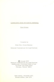 Front cover of Community legal education materials by Mary Ader