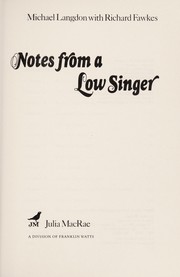 Cover of Notes from a low singer by Michael Langdon