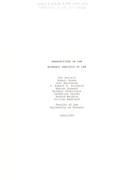 Front cover of Econ omic analysis of law by Ronald J. Daniels