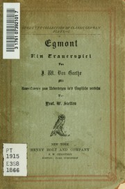 Cover of Egmont by Johann Wolfgang von Goethe