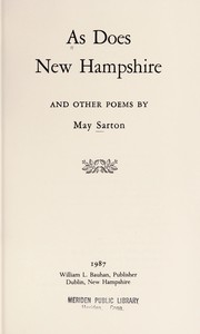 Cover of As Does New Hampshire, and Other Poems by May Sarton