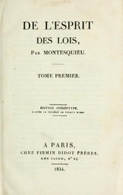 Front cover of De l'esprit des lois by Charles-Louis de Secondat baron de La Brède et de Montesquieu