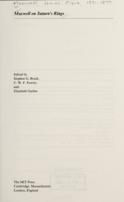 Front cover of Maxwell on Saturn's rings by James Clerk Maxwell