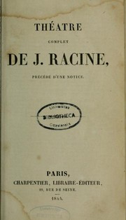 Front cover of Théâtre complet by Jean Racine