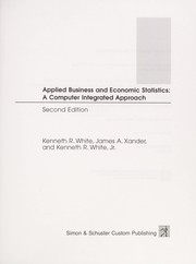 Front cover of Applied business and economic statistics by Kenneth R White