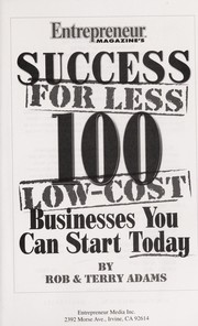 Front cover of Entrepreneur magazine's Success for less by Terry Adams