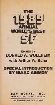 Front cover of The 1989 Annual World's Best SF by Donald A. Wollheim
