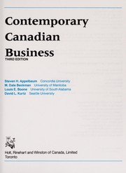 Cover of Contemporary Canadian business by Steven H. Appelbaum